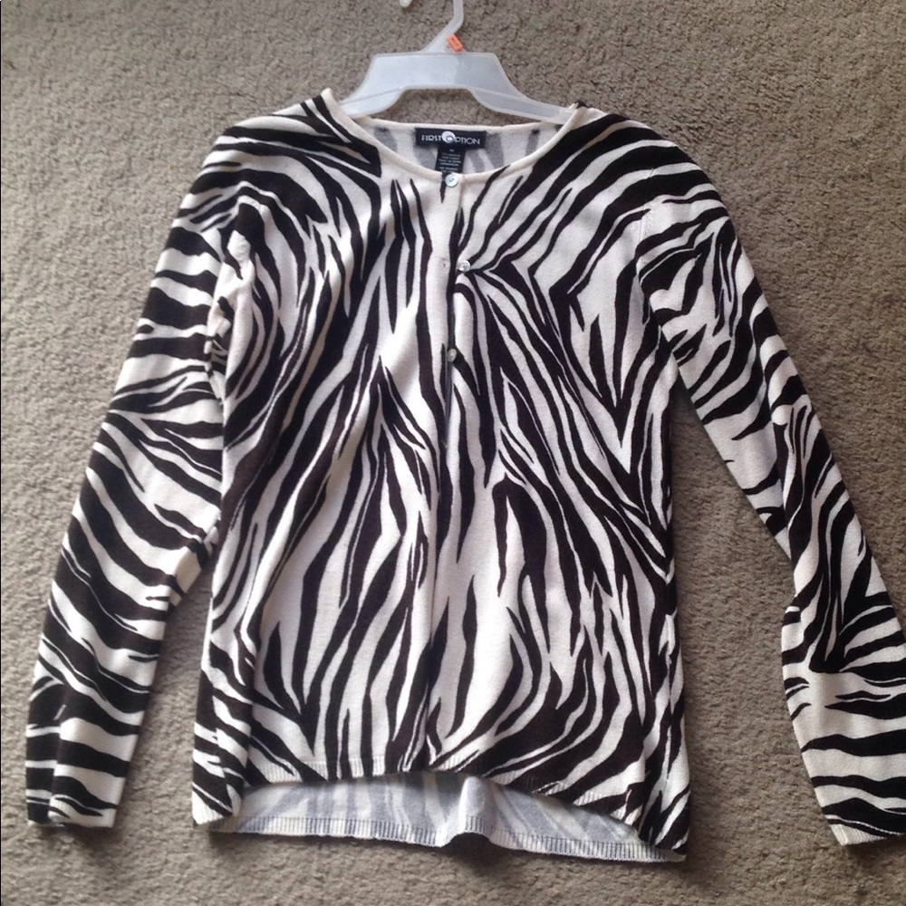 Zebra Print Button Down Cardigan  Sweater.